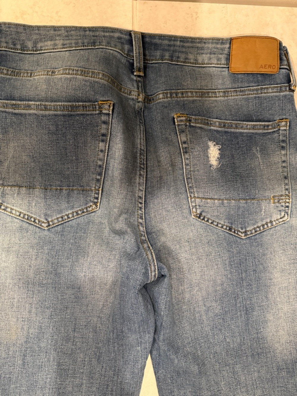 Aeropostale Stacked Ultra Skinny Distressed Jeans - Blue Denim - Picture 6 of 8